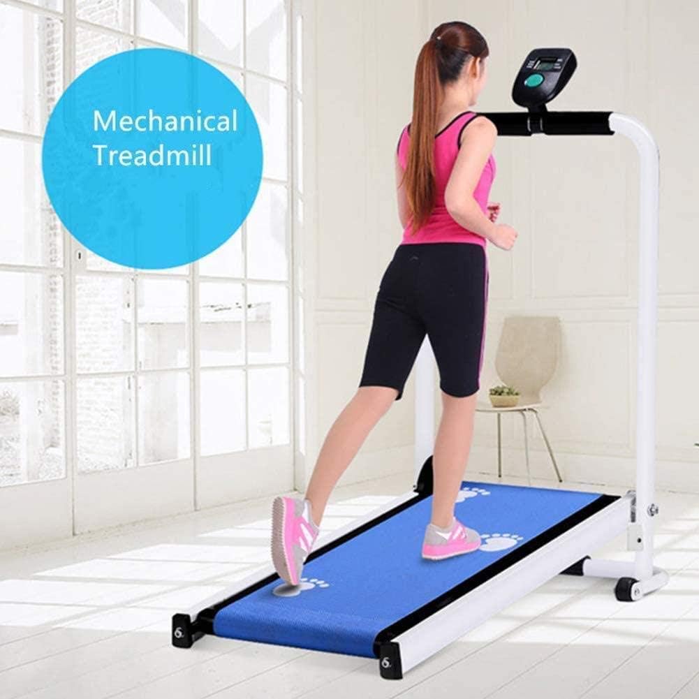 ZHANGKANG Folding Treadmill Non-Motorized Walking Jogging Running Machine with Display - for Gym Cardio Fitness Exercise Trainer (Blue), Home Fitness Equipment