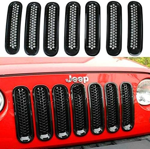 Tokept Black Front Grille Grill Mesh Insert Kit For Jeep Wrangler Rubicon Sahara Jk 2007-2015 (set of 7 pics)