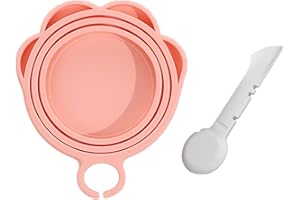 Trumoon Cat Food Can Cover Lids and Spoon Kit, Silicone Lid with Canning Spoon for Cat/Dog Cans. Pet Can Lid with Pet Can Opener for Wet Food(1can Lid & Spoon(Pink))