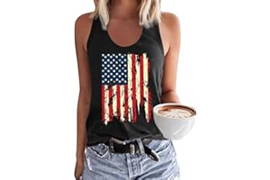 EIGIAGWNG Womens Leopard American Flag Star Tank Tops Cute July 4th Independence Day Sunflower Graphic Tees T-Shirts
