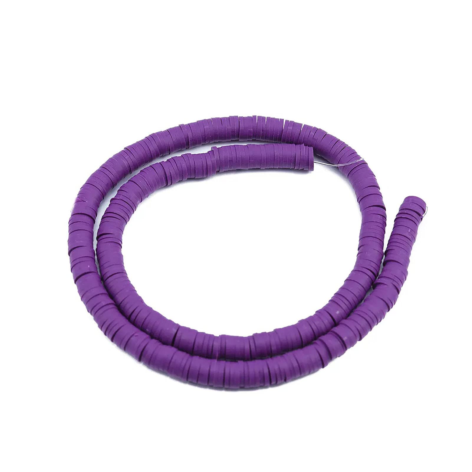 About 380-400pcs 6mm Clay Beads Flat Round Polymer Clay Spacer Beads Purple Handmade Rondelle Disc Slice Heishi Loose Bead Strand for DIY Jewelry Bracelet Necklace Earring Craft Making