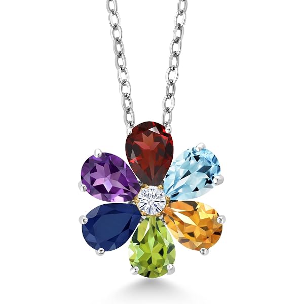 Gem Stone King Sterling Silver Amethyst Jewelry Set - Pear Shape Pendant & Earrings, 19.50 Ct, 18" Chain