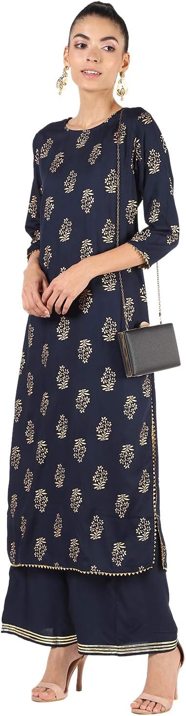 Women's Rayon Solid Kurta With Palazzo Dupatta Set