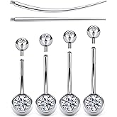Boernfnso Internally Threaded Belly Button Rings Surgical Stee, Extra-Long & Short Simple Belly Rings, 14G Belly Piercing Jewelry,Navel Piercing Jewelry for Women Men 10mm 12mm 14mm 16mm