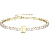 FANZE Tennis Initial Bracelet Cubic Zirconia chain Bracelets for Women Adjustable Size 6.7-8.7 Inch Gift