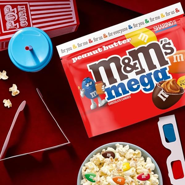 M&M’S MEGA PEANUT BUTTER CHOCOLATE CANDY, SHARING SIZE, 8.6 OZ RESEALABLE BAG