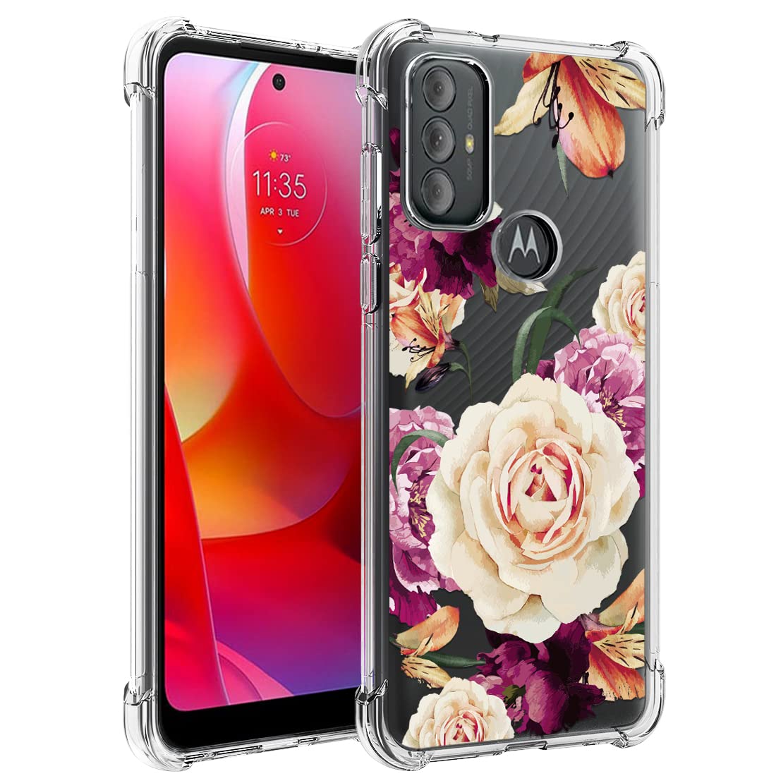 Photo 1 of Osophter for Moto G Play 2023 Case,Moto G Power 2022 Case,Moto G Pure Phone Case Women Girls Flower Floral Shock-Absorption Flexible TPU Rubber Phone Cover(Purple Flower)
