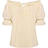Scarlet Darkness Peasant Blouses for Women Off The Shoulder Top Puff Sleeve Renaissance Shirt