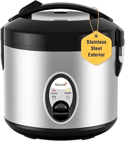 Macook Rice Cooker 5 Cups 1 Litre Steamer Stainless Non-Stick Pot 400W