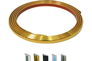 JSIWOTH Peel and Stick Trim, Shiny Gold D-Shape Flexible and Self Adhesive Trim, 9.8 Ft Waterproof Molding Trim for Walls, Edges & Borders, Window Frames, Backsplash