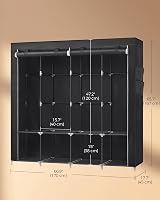 SONGMICS Portable Clothes Wardrobe, Large Capacity, 4 Rails, Black view 6