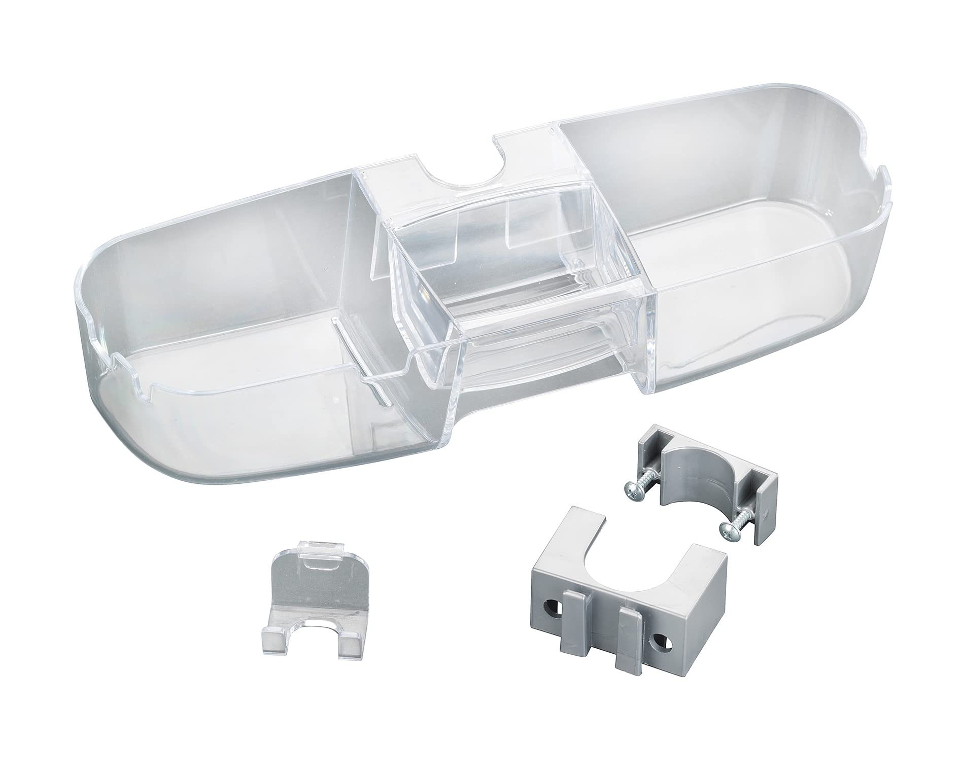 WENKO 22796100 Duschstangencaddy Premium - Duschregal mit 3 Fächern und Haken, Plastic, 36 x 7.5 x 12 cm, Transparent
