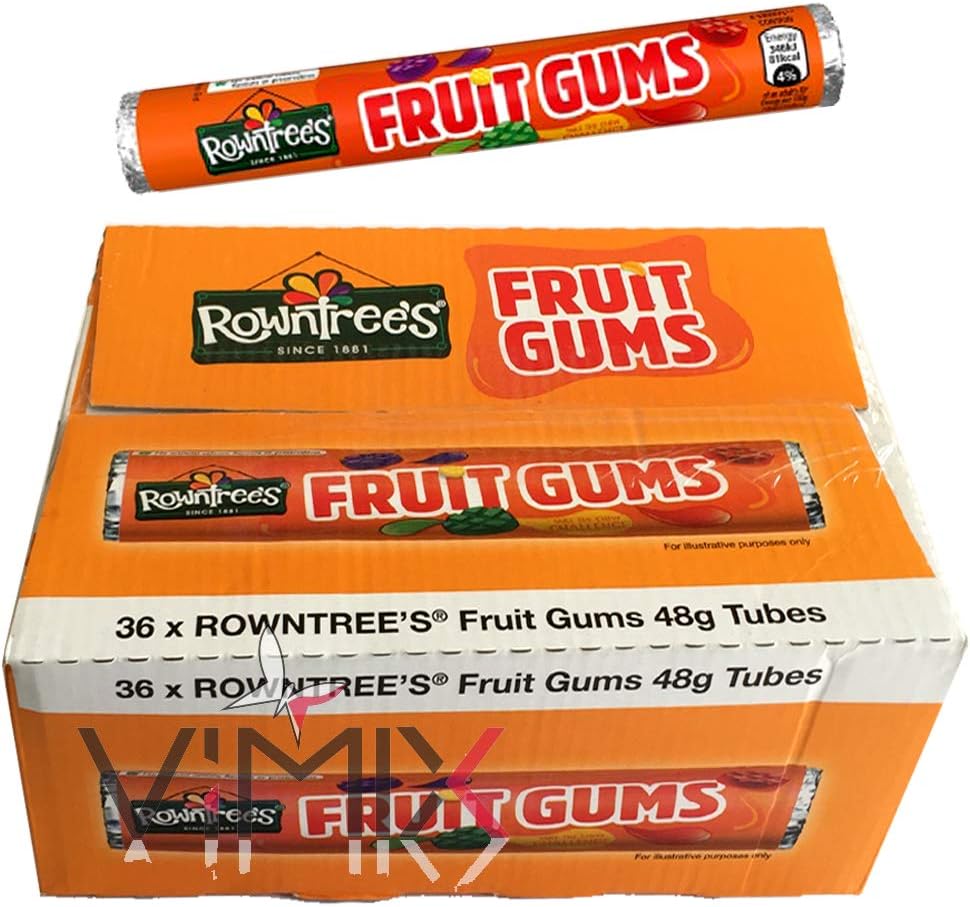 Full Box of New Brand ROWNTREE'S Fruit Gums Sweets Tubes 36 X 48 g