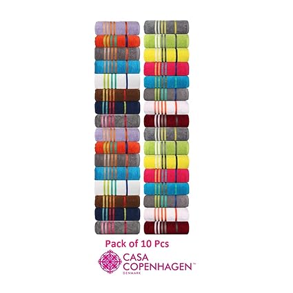 Casa Copenhagen Exotic Premium Cotton 500 GSM 10 Pack Designer Face Towels Set (30cm x 30cm)- Assorted Any 10 Pcs Face Towels/Washcloths