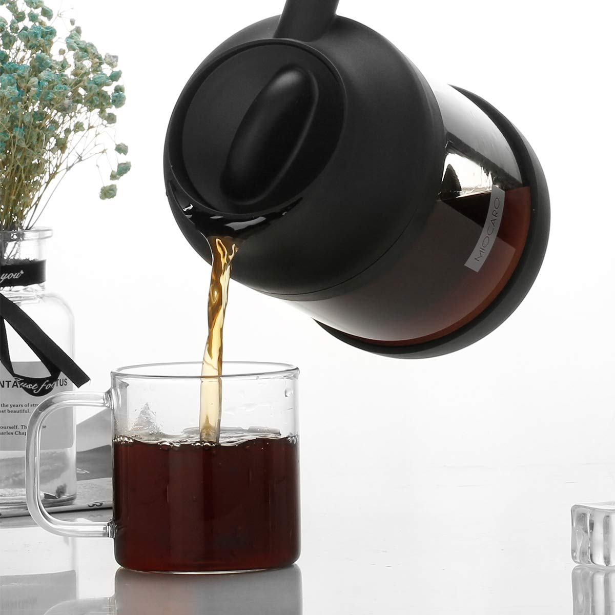 MIOCARO Cold Brew Ice Coffee Maker Stainless Steel Strainer Large 38 Oz Juice Tea Cooler