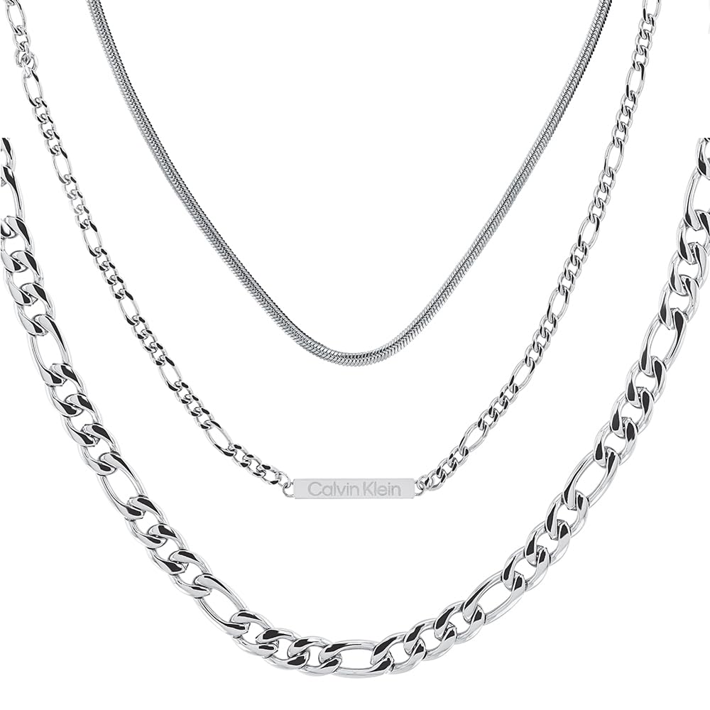 Calvin Klein Women's LINKED Collection Set of 3 Necklaces in Stainless Steel - 35700002