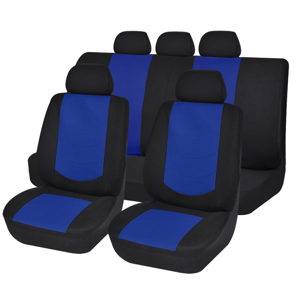 New Arrival Blue Car Seat Covers Airbag Compatible Split Rear Seat 40 60 Full set