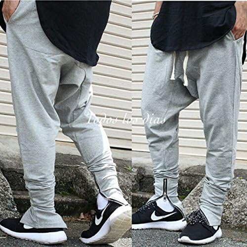 Amazon ハイストリート ドローストリング サルエルパンツ 裾ジップ メンズ 新品 M グレー ロングパンツ 通販
