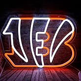 Rugby Football Sports Team Neon Sign Suitable for Bengals Logo for Wall Decor USB Powered Dimmable Led Light Up Signs for Bedroom Men Cave Home Bar Decor Birthday Xmas Gifts for Fans Kids