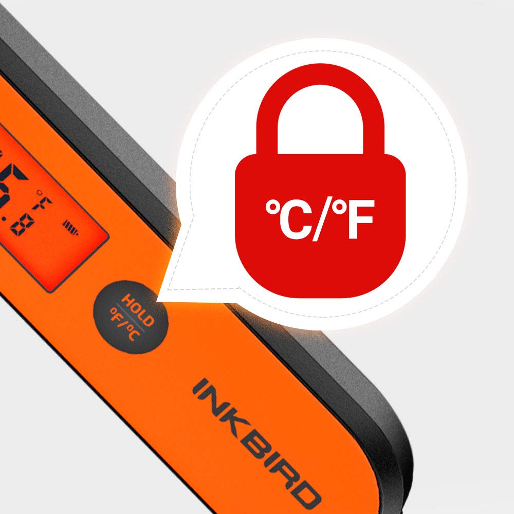 Inkbird Waterproof Instant Read Thermometer IHT-1P, Rechargeable Battery, Digital BBQ Meat Thermometer, Cooking Food Thermometer, Calibration, Magnet, Backlight for Grill,Smoker, Kitchen, Oven, Candy: Industrial & Scientific