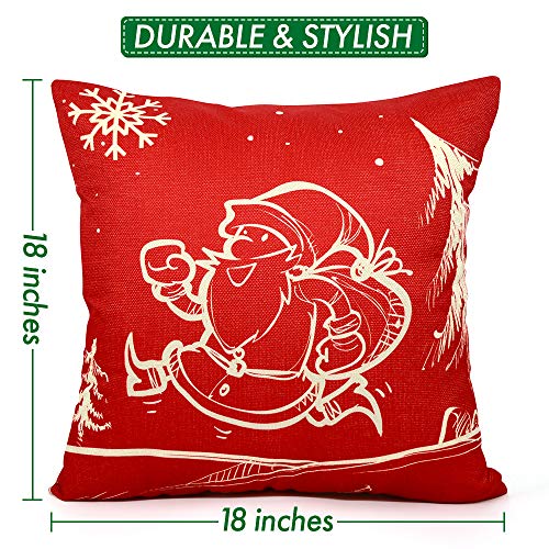 HINZER 6 PCS Christmas Pillow Covers 18 X 18 inch Christmas Decorations Christmas Throw Pillow Covers Decorative Throw Pillow Cases Cushion Covers for Holiday Indoor Home Décor Sofa Living Room Cars