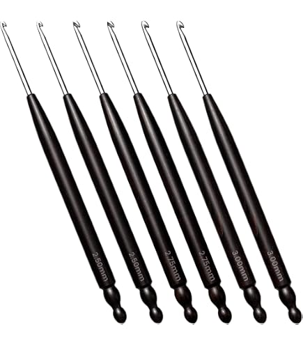 Amazon.com: 8Pcs Black Fine Soft Handle Crochet Hooks Set, 1mm