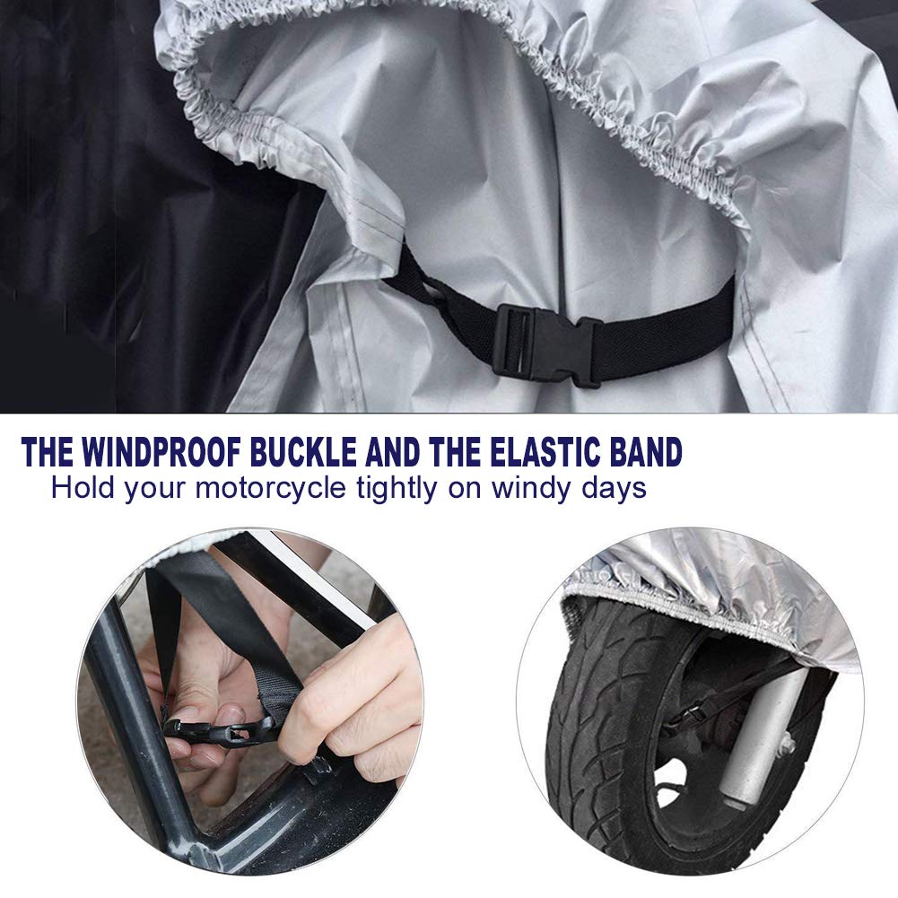 Motorcycle Cover, 210D Waterproof Motorcycle Cover All Weather Outdoor Protection,Oxford Durable & Tear Proof, Fit for length 87\