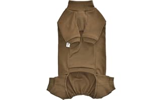 KITIPCOO Sphynx Cat Four Leg Warm Fleece Pajamas Elastic Pet Clothes for Hairless Cats Surgery Recovery Suit for Sphynx, Devon, Cornish (Coffee, L (8.8-11 lbs))