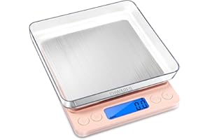 CHWARES Food Scale, Rechargeable Kitchen Scale with Trays 3000g/0.1g, Pocket Scale with Tare Function Digital Scale Grams and Ounces for Weight Loss, Dieting, Baking, Cooking, Meal Prep, Coffee, Pink