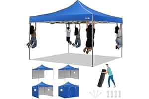 HOTEEL Canopy Tent 10x10 Pop Up Canopy, Ez Up Canopy with Sidewalls Waterproof & UPF 50+, Heavy Duty Commercial Instant Craft Fair Tent for Farmer Market, Party, Event,Vendor (Blue)