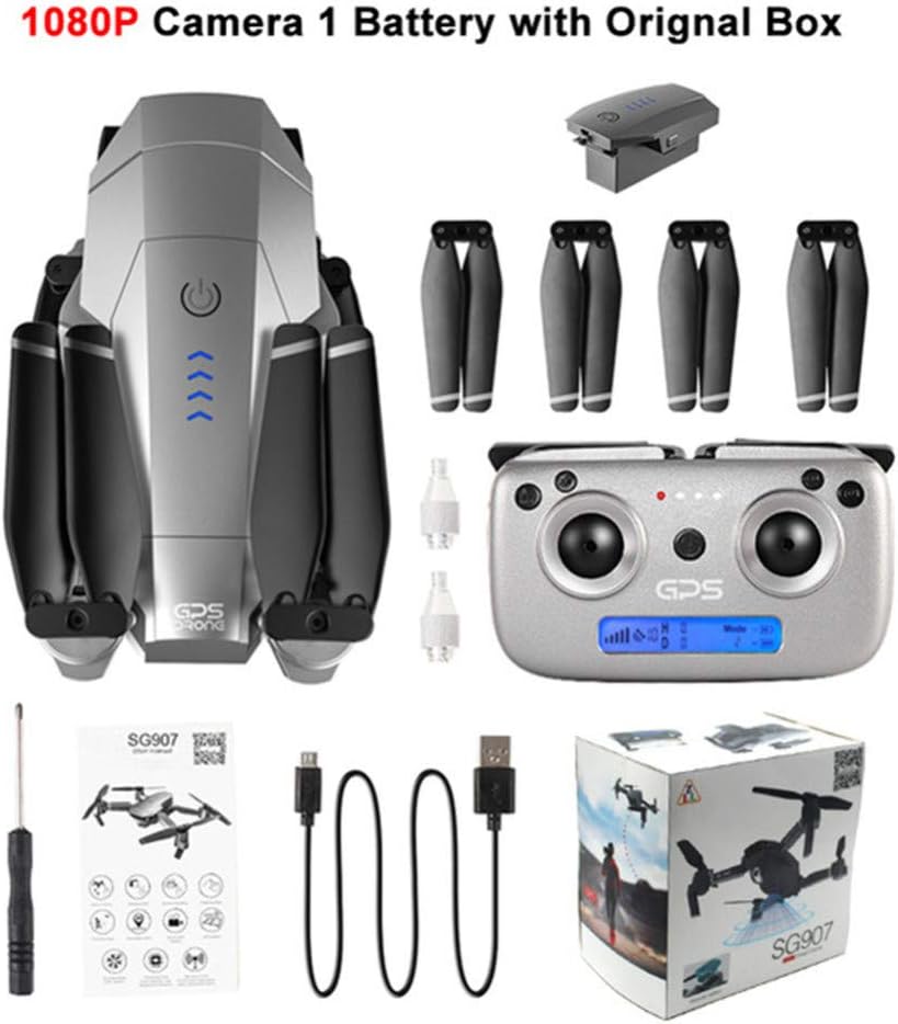 s61Ylu Mini Drone SG907 GPS Drone with 4K 1080P HD Dual Camera 5G WiFi RC Quadcopter Optical Flow Positioning Foldable Mini Drone VS E520S E58 (Color Box 1080P One-Battery)