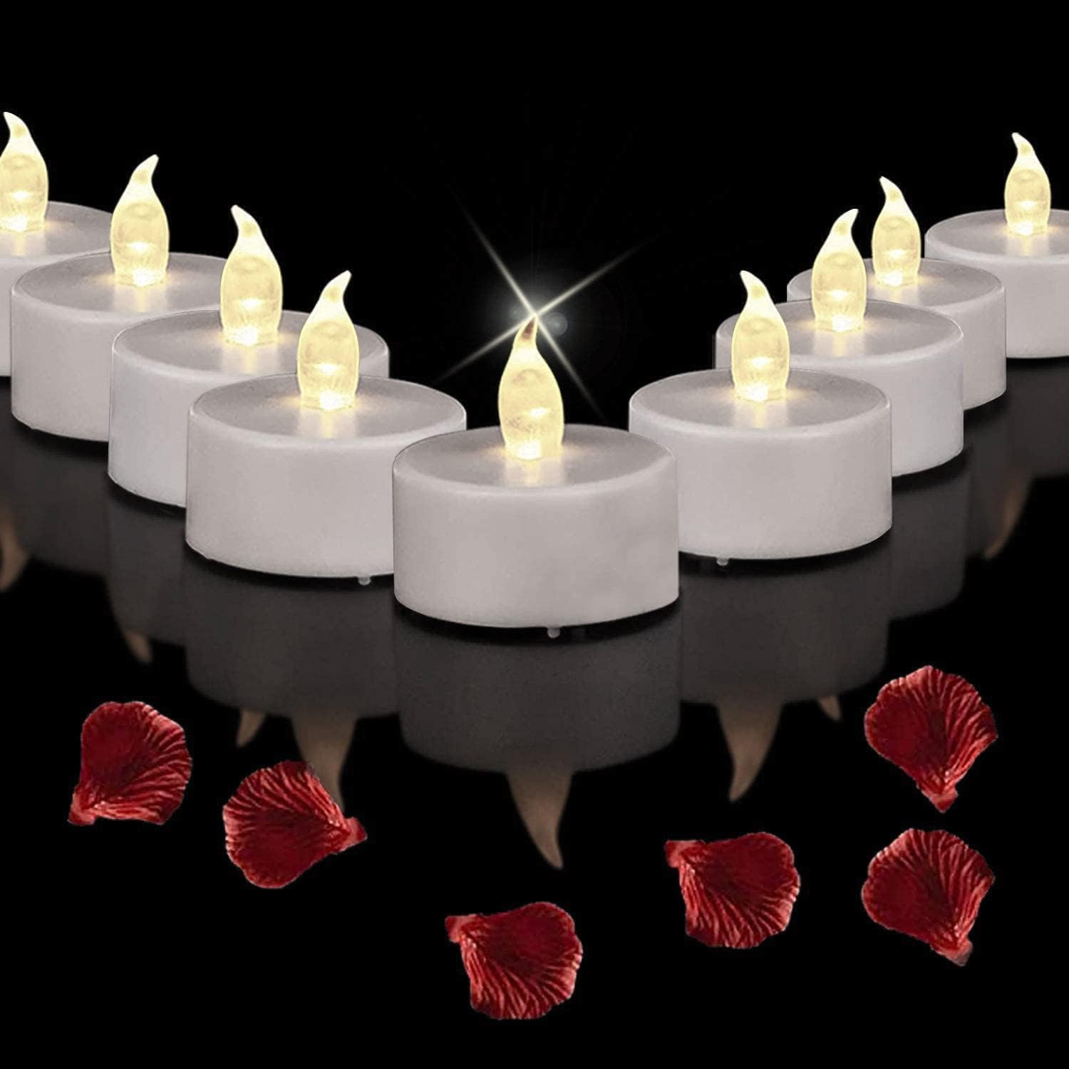 Photo 1 of LED Tea Lights Flameless Candles: Battery Operated Bulk 100-Pack Realistic and Bright Flickering Long Lasting 200 Hours Electric Tealight Candles for Home Decor Halloween Christmas Wedding (White)