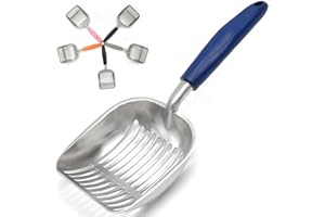 Frxat Cat Litter Scoop, Aluminum cat Litter Scooper, Solid and Durable Oversized Metal Litter Scoops, Solid Metal, Deep Scoop, Fecal screening, Solid Handlel Blue