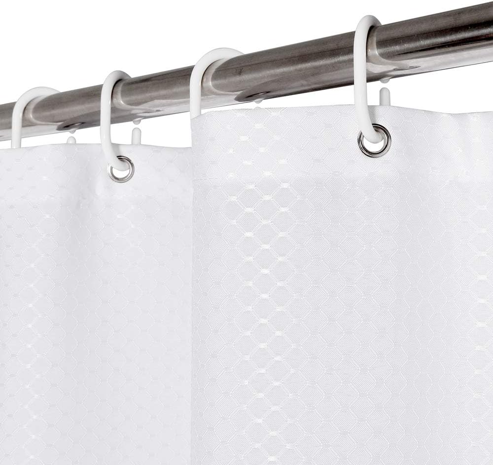 EurCross White Waffle Shower Curtain,Heavy Duty Polyester Water-resistant Machine Washable Bathroom Shower Curtain with 12pcs Hooks,180 x 180cm - Image 3
