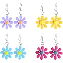 ◇Monday Edition◇ Colored Ice Flower Earrings Amazon.com: 8Pairs Colorful Lightweight Resin Daisy Flower