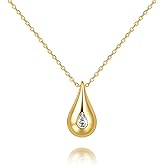 TOBENO Gold Necklace for Women 14K Gold Necklaces for Women Pendants Necklaces for Womens Trendy with Cubic Zirconia Delicacy and Grace Everyday Simple Teardrop Necklace for Womens