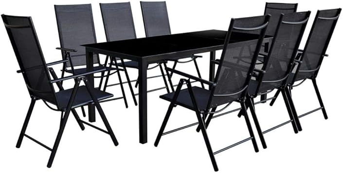 Vidaxl Jeu De Salle A Manger De Jardin 9 Pcs Aluminium Noir Salon