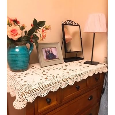 Buy Damanni Rectangular Cotton Handmade Crochet Lace Table Runner Doilies Table Dresser Scarf 24 Inch By 31 Inch Beige Online In Turkey B07qwnwj9n