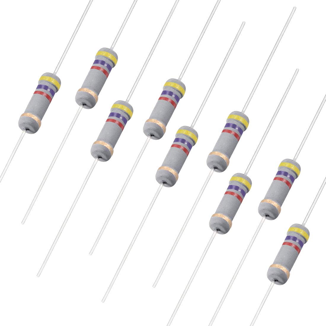 Sourcingmap 100Pcs 4.7K Ohm Resistor, 1W 5% Tolerance Carbon Film Resistors, 4 Bands for DIY Electronic Projects and Experiments