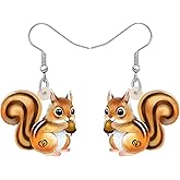 NEWEI Christmas Squirrel Earrings Acrylic Squirrel Dangle Jewelry For Women Festival Charms (Squirrel)