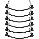 Sovvid 6 Pack 3 Inch Guitar Patch Cables, Black Right Angle Pedal Cables