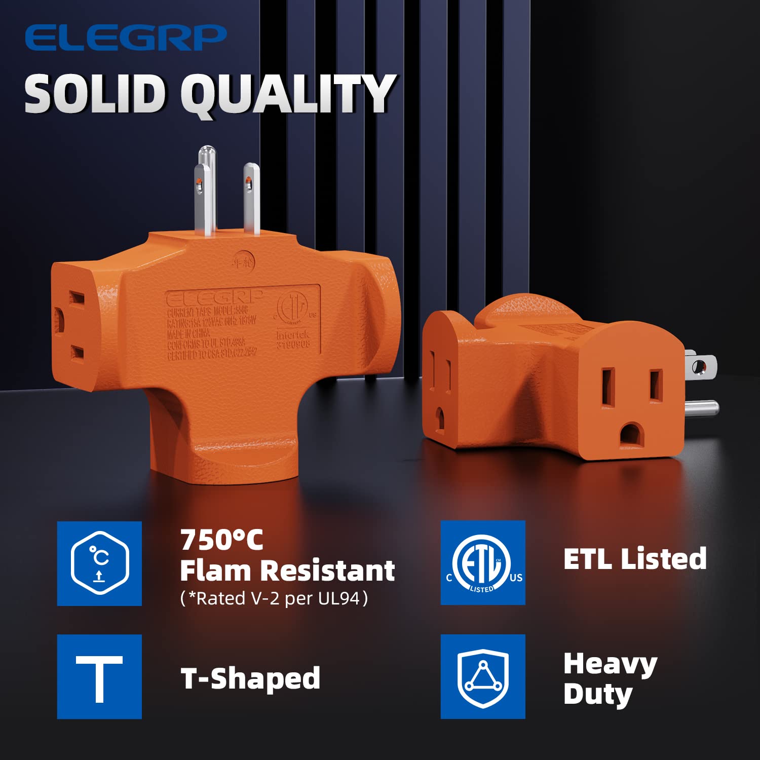 Plug Extender Orange Color Mua ELEGRP 3-Prong Heavy Duty Power Extender to Triple Outlet in T ...