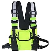 Maizoon Multi Pocket Chest Bag Two-Way Radio Walkie Talkie Hands-Free Pack with Phone Holder Hip Hop Street Adjustable Shoulder Strap Vest Suitable for Outdoor Sports Cycling and Hiking Green