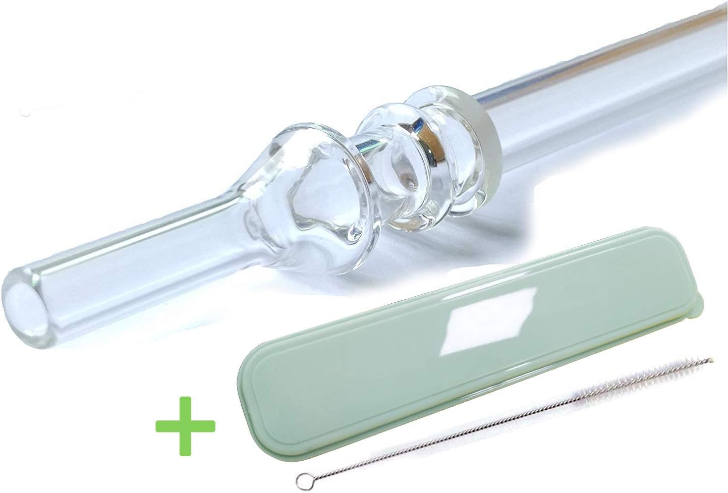 8" Honey Straws (1-Pack，Glass Clear) with Carrying Box and Cleaning Brush