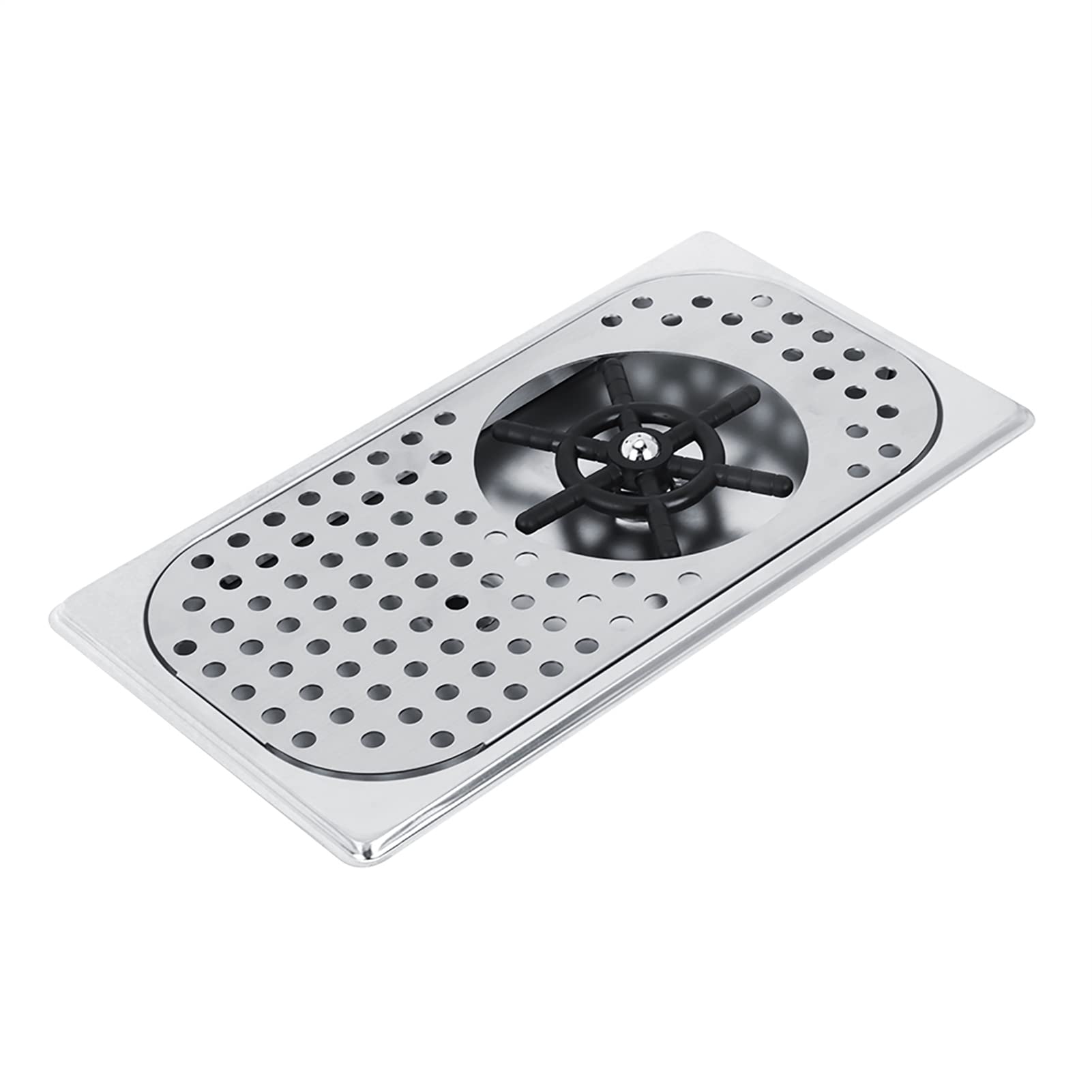 Sorand Cup Washer, 114mm Diameter 201 Stainless Steel Pitcher Rinser Practical Milk Tea Cup Washer Cleaner Glass Rinser G1/2in Thread Connector, for Hotel/Coffee Shop/Home