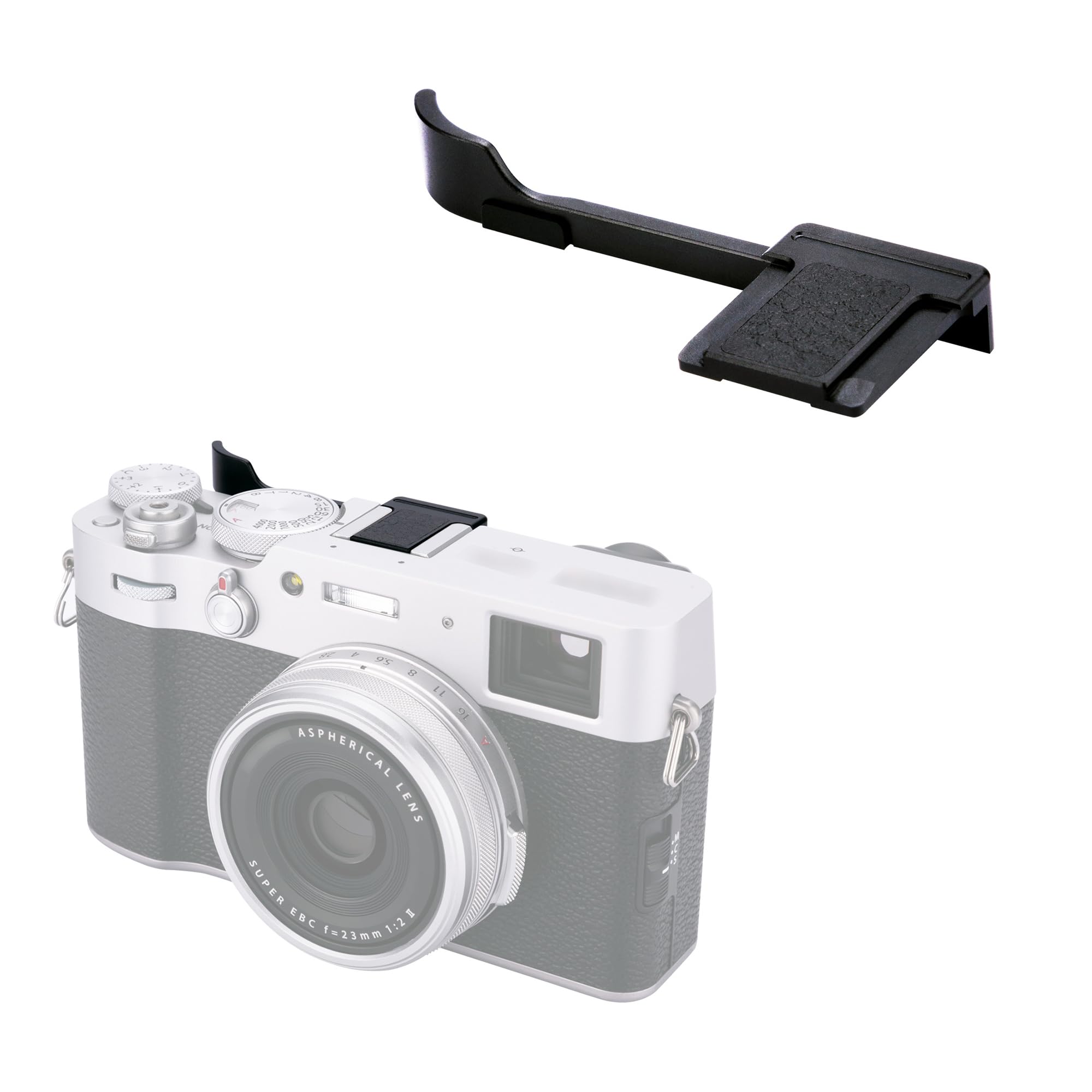 JJC Metal Hot Shoe Thumbs Up Grip for Fujifilm Fuji X100VI X100V X100T X100F X-E4 XE3, Camera Thumb Up Grip Better Balance & Stability, Black