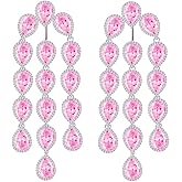 14K Gold Teardrop Crystal Chandelier Earrings for Women,Dainty Tassel Moissanite Water Drop Dangle Earrings,Fashion Jewelry Gift for Mom,Girlfriend,Wife