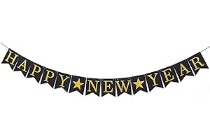 HOLIWOER Happy New Year Decorations Banner 2025, Felt Nye New Year's Eve Party Supplies Photo Props for Outdoor Indoor Home Wall Fireplace Mantel Fireplace