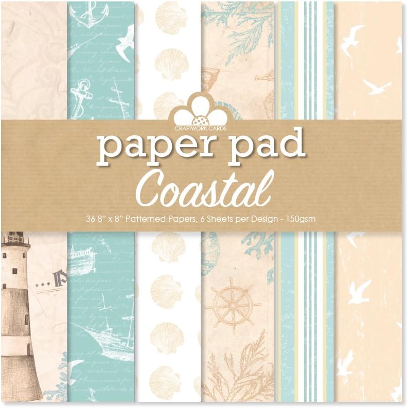 Craftwork Cards 8x8 Patterned Paper Pad-Coastal, cardstock, Blue, 22 x 21 x 1.3 cm