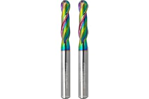 WEXWE Tools Ball Nose Carbide End Mill, DLC Coating, CNC Cutting Tools for Aluminum and Wood Cutting, 3D Carving & Engraving.